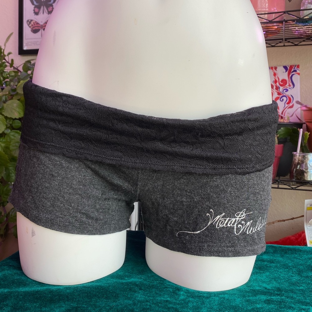 ‼️SOLD‼️ Metal Mulisha grey and black lace shorts - Size medium